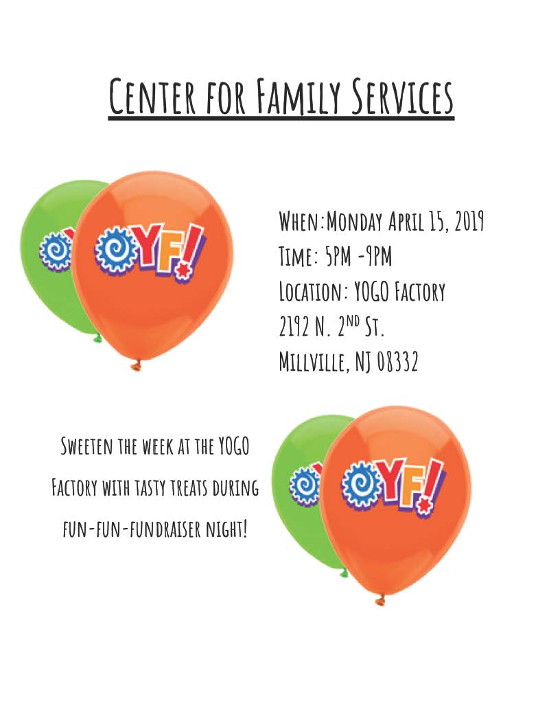 Yogo Factory Fundraiser Center for Family Services
